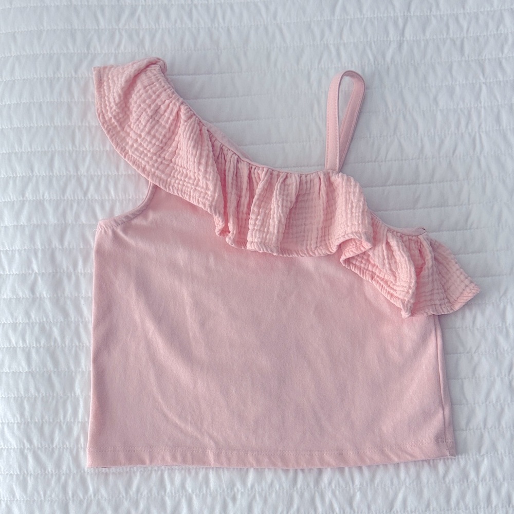 Pink One-Shoulder Ruffle Top from btween